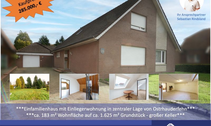 ***Einfamilienhaus mit Einliegerwohnung in zentraler Lage von Ostrhauderfehn***